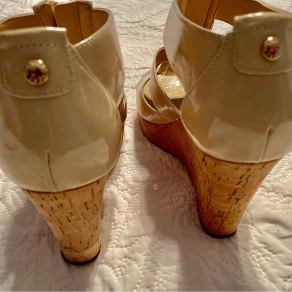 Michael Kors Damita Patent Cork Wedges - Picture 2 of 5